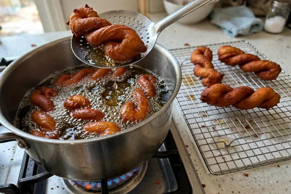 Step 6: Fry the donuts — Kkwabaegi (Korean Twisted Donuts)