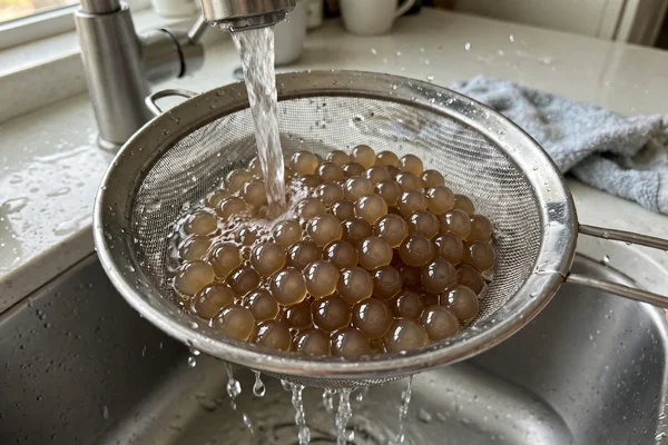 Step 2: Rinse the pearls cold — Mango Sago
