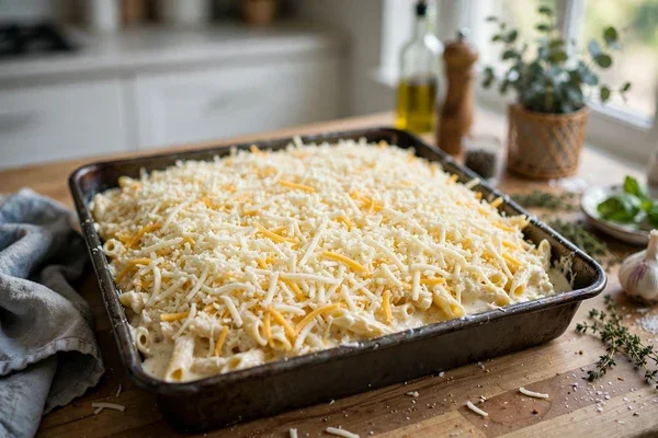Step 6: assemble the baking pan — Creamy Restaurant Pasta