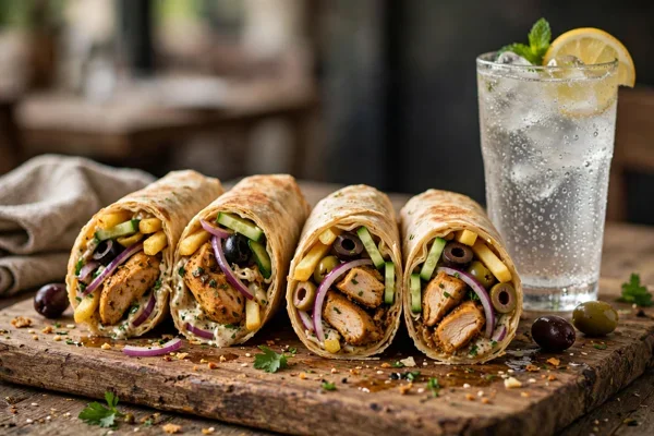 Step 8: Serve with a cold drink — Bahraini Chicken Shawarma