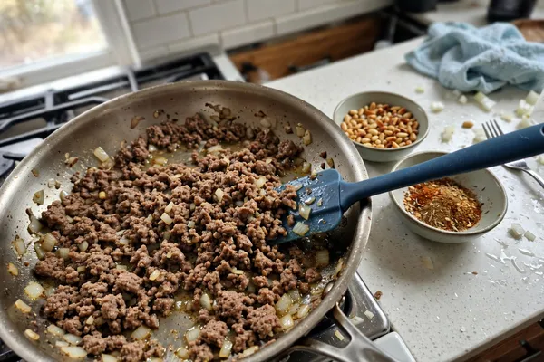Step 2: Cook the meat filling — Shish Barak